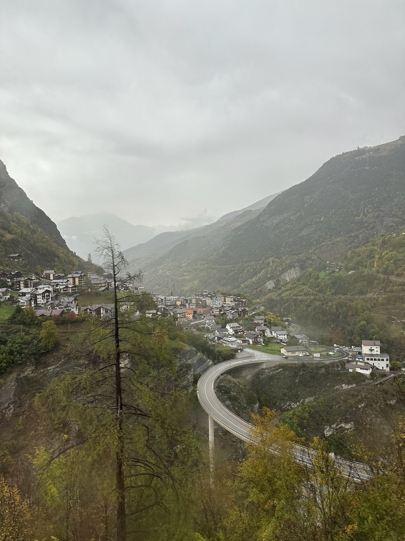 Winding road on the way to Zermatt